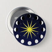 Zon, Maanfasen & Sterren Ronde Button 7,6 Cm (Voorkant /achterkant)