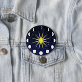 Zon, Maanfasen & Sterren Ronde Button 7,6 Cm (In situ)