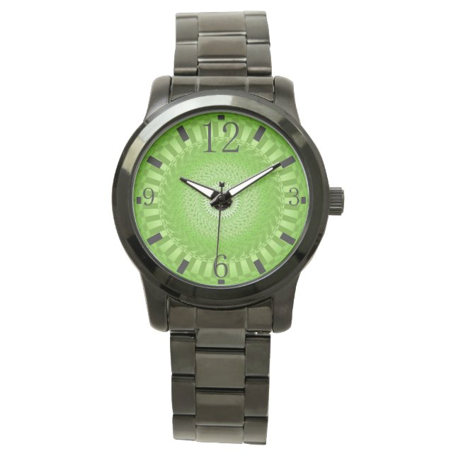 Zon Mandala groen Horloge (Voorkant)
