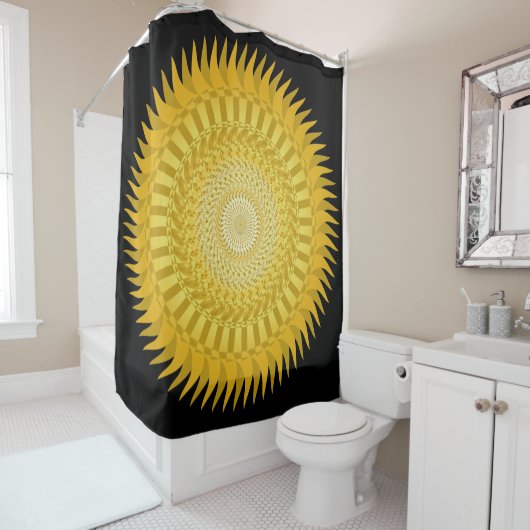 Zon Mandala in Geel Douchegordijn (In situ)