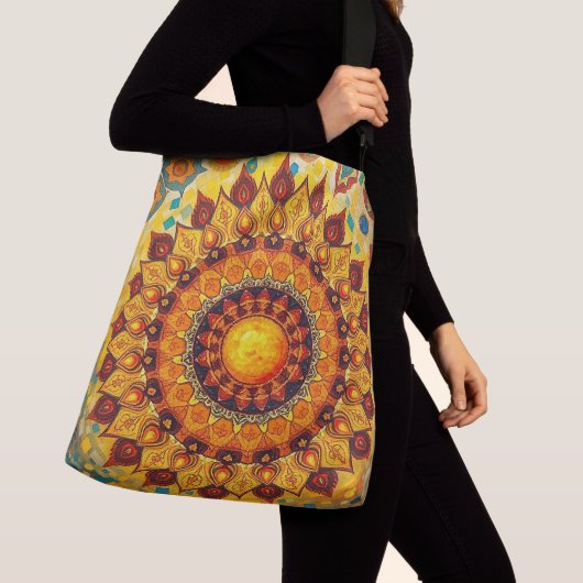 Zon Mandala - Schoudertas, Tote Tas (Dichtbij)