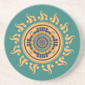 Zon Mandala Zandsteen Onderzetter (Voorkant)