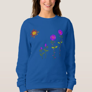 Zon met Bloemen Abstracte Kunst om te Draag Trui