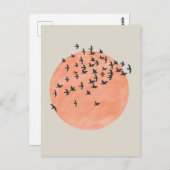 Zon met een zwerm vogels briefkaart (Voorkant / Achterkant)