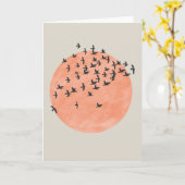 Zon met een zwerm vogels kaart (Gele Bloem)