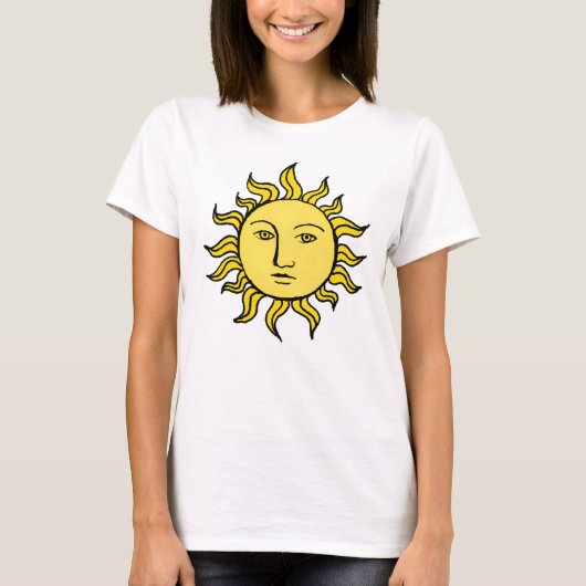 Zon met Face Retro Magic  Witchy Celestial T-shirt (Voorkant)