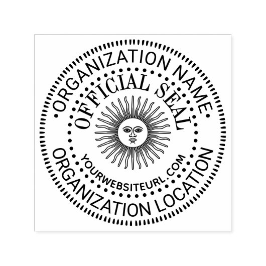 Zon Met Gezicht Algemene Officiële Zegel Naam Loca Zelfinktende Stempel (Design)