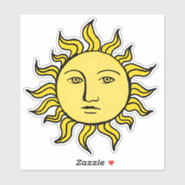 Zon Met Gezicht Retro Magie Vintage Hekserij Hemel Sticker