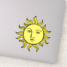 Zon Met Gezicht Retro Magie Vintage Hekserij Hemel Sticker
