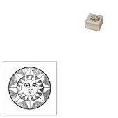  zon met gezichtsillustratie Art Wooden Rubberstempel (Gestempeld)