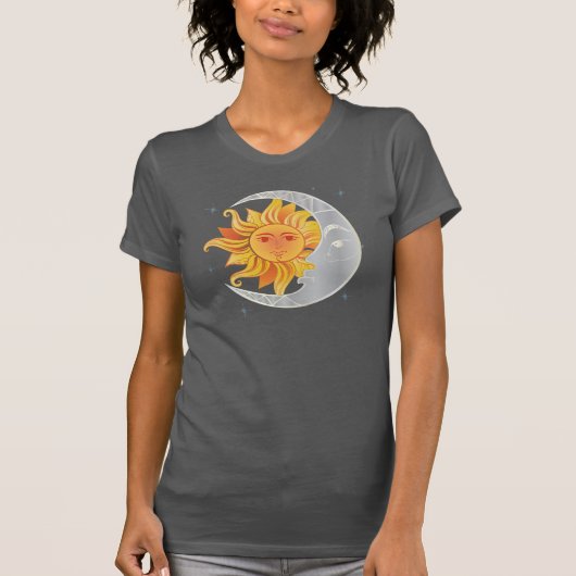 Zon met maangrafisch ontwerp T-Shirt. T-shirt (Voorkant)