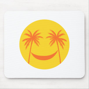 zon met palmbomen en hammock muismat