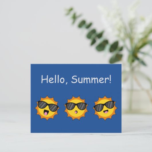 Zon met Zonnebril Happy Emoji Faces Personaliseren Feestdagenkaart (Staand voorkant)