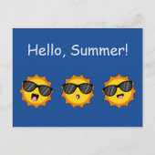 Zon met Zonnebril Happy Emoji Faces Personaliseren Feestdagenkaart (Voorkant)