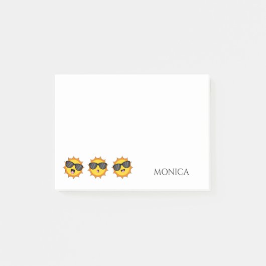 Zon met Zonnebril Happy Emoji Faces Personaliseren Post-it® Notes (Voorkant)