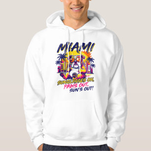 Zon Miami Florida Retro Bulldog Strand Sfeer Hoodie