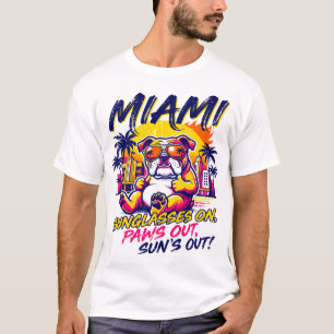 Zon Miami Florida Retro Bulldog Strand Sfeer T-shirt