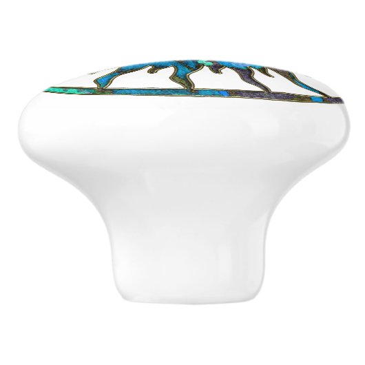 ZON & MOON blauw groen + uw achtergrond Keramische Knop (Zijkant)