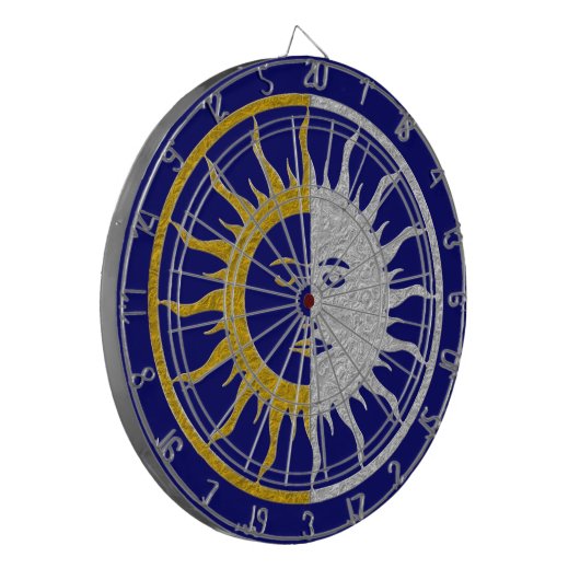 ZON & MOON in goud en zilver Dartbord (Voorkant Links)