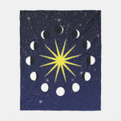 Zon, Moon Phases en Stars Fleece Deken (Voorkant)