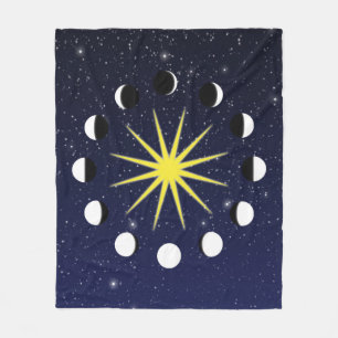 Zon, Moon Phases en Stars Fleece Deken