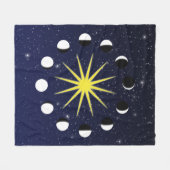 Zon, Moon Phases en Stars Fleece Deken (Voorkant (Horizontaal))