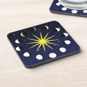 Zon, Moon Phases & Stars Bier Onderzetter (Linkerzijde)