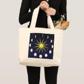 Zon, Moon Phases & Stars Grote Tote Bag (Voorkant (product))