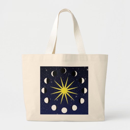 Zon, Moon Phases & Stars Grote Tote Bag (Voorkant)