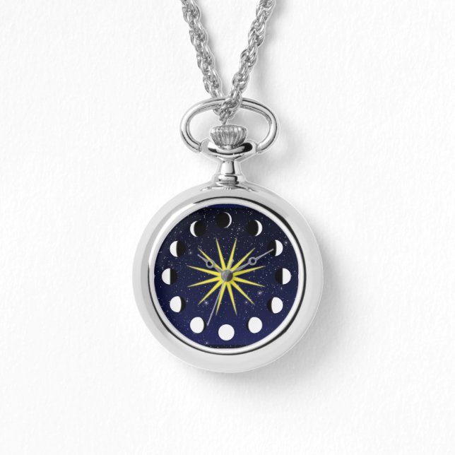 Zon, Moon Phases & Stars Horloge (Voorkant)