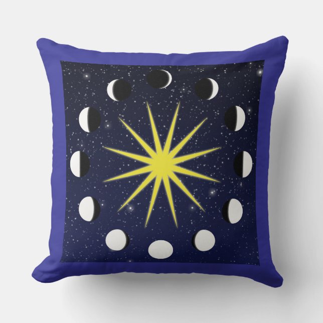 Zon, Moon Phases & Stars Kussen (Voorkant)