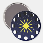 Zon, Moon Phases & Stars Magneet (Voorkant / Achterkant)