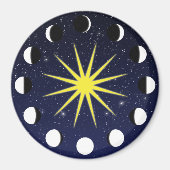 Zon, Moon Phases & Stars Magneet (Voorkant)