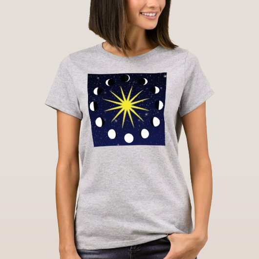Zon, Moon Phases & Stars T-shirt (Voorkant)