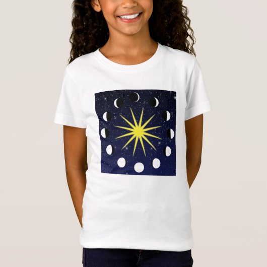 Zon, Moon Phases & Stars T-shirt (Voorkant)
