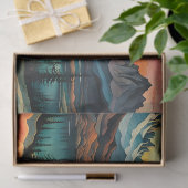 Zon ondergaat als de maan boven de bergen stijgt tissuepapier (Geschenk)