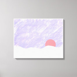 Zon ondergedompeld achter een besneeuwde berg canvas afdruk