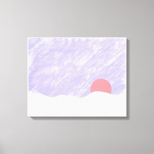Zon ondergedompeld achter een besneeuwde berg canvas afdruk (Voorkant)