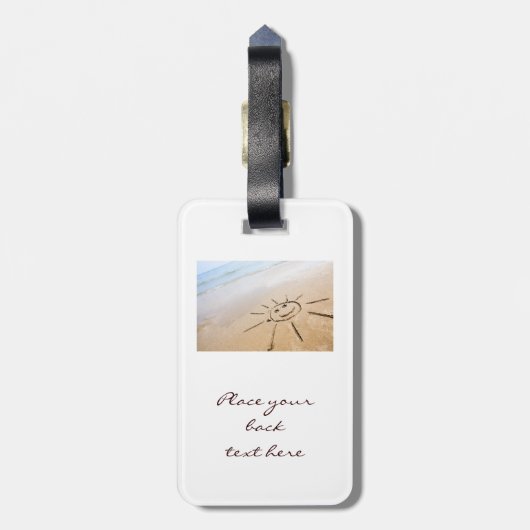 Zon op de strand bagagelabel (Achterkant verticaal)