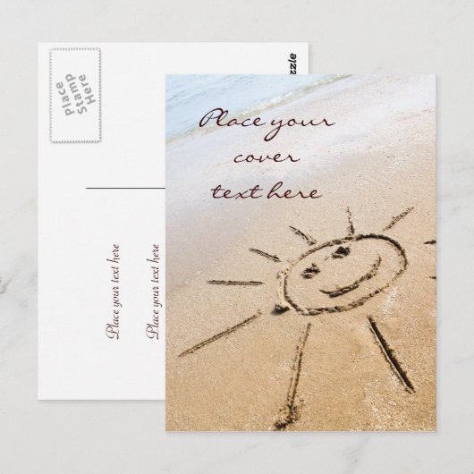 Zon op de strand briefkaart (Voorkant / Achterkant)