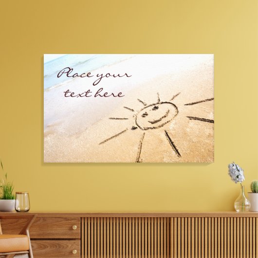 Zon op de strand canvas afdruk (Insitu (Woonkamer))