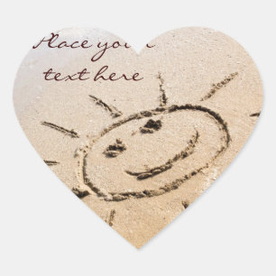 Zon op de strand hart sticker