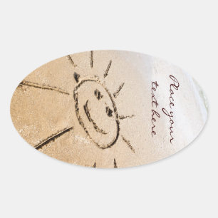 Zon op de strand ovale sticker