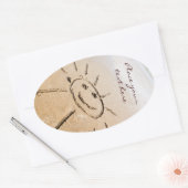 Zon op de strand ovale sticker (Envelop)