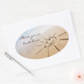 Zon op de strand ovale sticker (Envelop)
