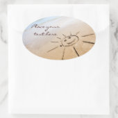 Zon op de strand ovale sticker (Tas)