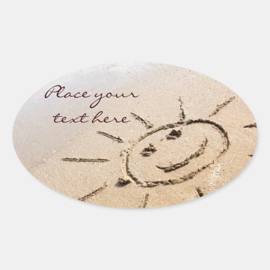 Zon op de strand ovale sticker (Voorkant)