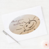 Zon op de strand ovale sticker (Envelop)