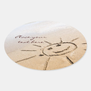 Zon op de strand ovale sticker