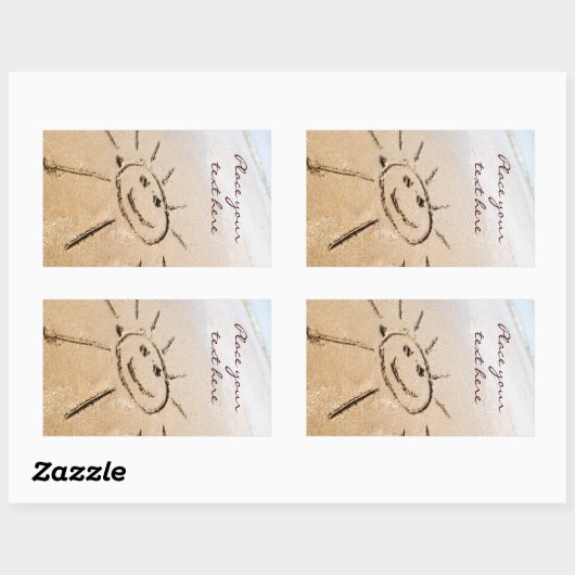 Zon op de strand rechthoekige sticker (Vel)